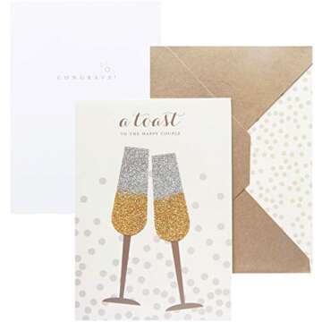 C.R. Gibson Handmade Engagement and Wedding Cards, Assorted 3pc, 5'' x 7''