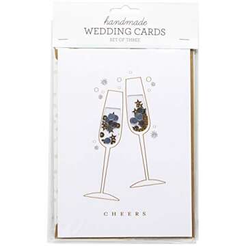 C.R. Gibson Handmade Engagement and Wedding Cards, Assorted 3pc, 5'' x 7''