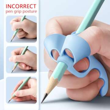 Artilife 4 Pieces Pencil Grips Trainer for Both Left-Handed and Right-Handed, Kids Handwriting Aid Correction Tool for Preschool Homeschool Kindergarten Classroom