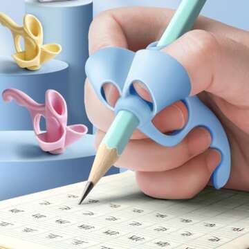 Artilife 4 Pieces Pencil Grips Trainer for Both Left-Handed and Right-Handed, Kids Handwriting Aid Correction Tool for Preschool Homeschool Kindergarten Classroom