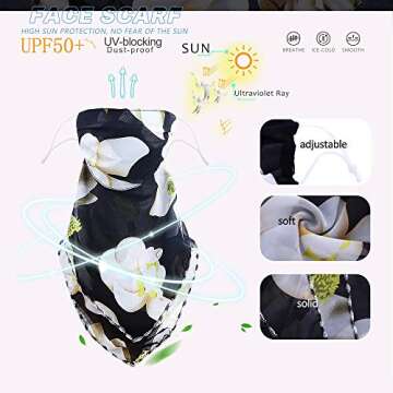 Finrezio 8Pcs UV Neck Gaiters for Women Silk Face Covers Bandanas Chiffon Floral Scarf Sun Protection Balaclavas Face Head Wrap Headwear Neck Covers Lightweight for Outdoor Sports