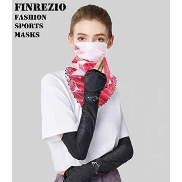 Finrezio 8Pcs UV Neck Gaiters for Women Silk Face Covers Bandanas Chiffon Floral Scarf Sun Protection Balaclavas Face Head Wrap Headwear Neck Covers Lightweight for Outdoor Sports