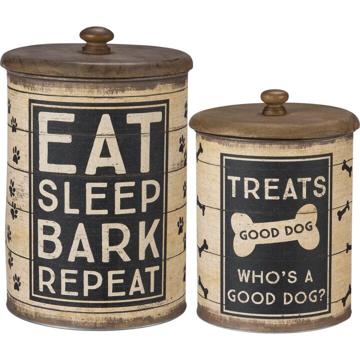 Rustic Treat Tin Set - 2-Piece, Brown & Black