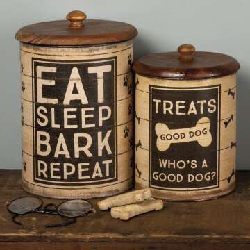 Rustic Treat Tin Set - 2-Piece, Brown & Black