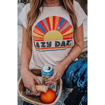 R.Vivimos Women's Casual Graphic Print Loose T-Shirt