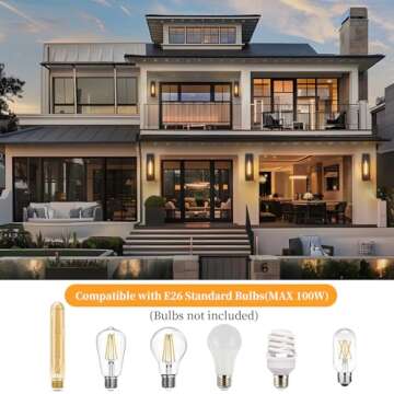 CRIRY Large Outdoor Exterior Wall Lights for House 2-Pack, 15.8'' Waterproof Matte Black Front Porch Lights, Rectangular Outdoor Wall Sconce Lantern for Patio Entryway Garage, Bulb Not Included