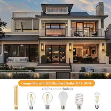 CRIRY Large Outdoor Exterior Wall Lights for House 2-Pack, 15.8'' Waterproof Matte Black Front Porch Lights, Rectangular Outdoor Wall Sconce Lantern for Patio Entryway Garage, Bulb Not Included