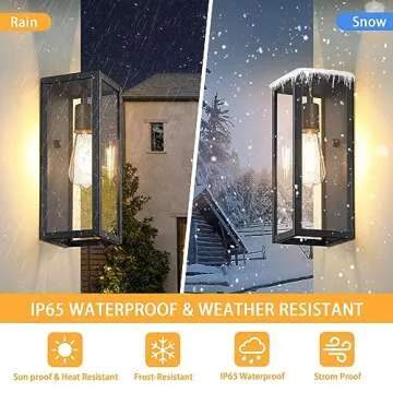 CRIRY Large Outdoor Exterior Wall Lights for House 2-Pack, 15.8'' Waterproof Matte Black Front Porch Lights, Rectangular Outdoor Wall Sconce Lantern for Patio Entryway Garage, Bulb Not Included