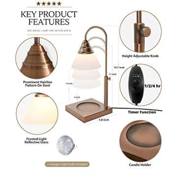 Hestia Adjustable Candle Warmer Lamp with Timer & Dimmable Light