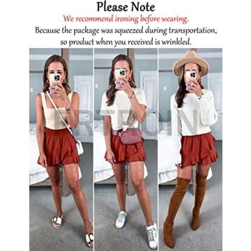FRTROIN Skorts Skirts for Women Fashion Mini Wrap Skirt Flowy Linen Cotton High Waisted Shorts for S...