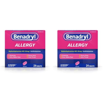 Benadryl Ultratabs Allergy Relief with Diphenhydramine HCl - Dual Pack of 24 Tablets