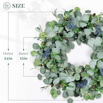 Eucalyptus Wreath for Front Door, COLORSPEC 24 Inch Eucalyptus Wreath with Olive Leaves and Berries ...