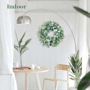 Eucalyptus Wreath for Front Door, COLORSPEC 24 Inch Eucalyptus Wreath with Olive Leaves and Berries All Year Round, Handmade Green Spring Summer Wreaths for Front Door Indoor Outdoor Wedding Holiday