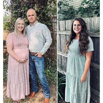 Zattcas Womens Floral Smocked Maxi Dress for Summer Styles