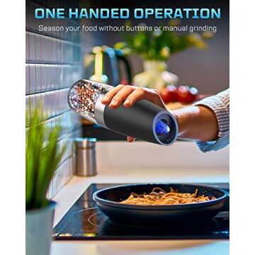 XinXu Gravity Automatic Electric Pepper and Salt Grinder, Auto Salt or Pepper Mill Shaker Stainless ...