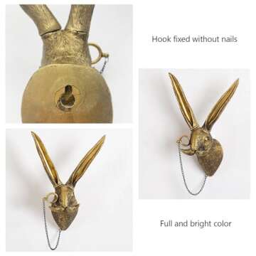 GUASDIE Animal Heads Wall Decor, Faux Deer Head Mount, Animal Sculptures Wall Decor, Resin Animal Head Wall Hanging Decoration for Living Room Bedroom Kitchen Gift,Rabbit