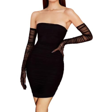 Hazhlko Women's Super Long Stretchy Ruched Mesh Tulle Sheer Gloves Costume Opera Party 1920's Dance ...