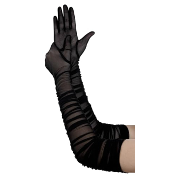 Hazhlko Women's Super Long Ruched Mesh Tulle Gloves
