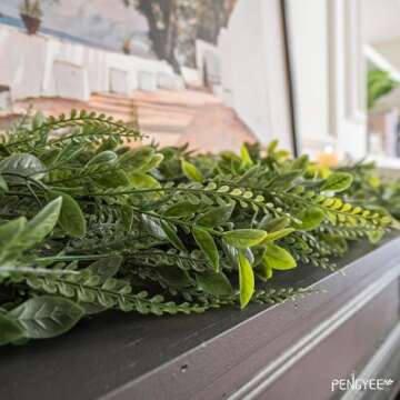 PENGYEE 6 Pack 5.57ft Artificial Greenery Garland, Leaf Garland for Room Decor, Garlands for Decoration, Fake Vines Hanging Plants for Home Bedroom Garden Wall Wedding Decor-042