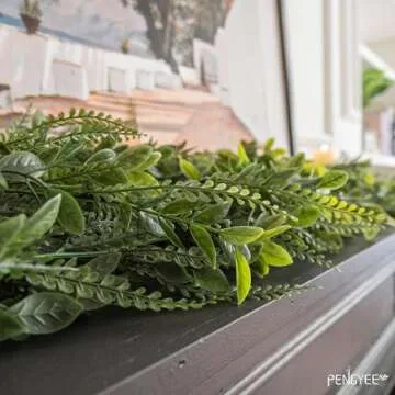 PENGYEE 6 Pack 5.57ft Artificial Greenery Garland, Leaf Garland for Room Decor, Garlands for Decoration, Fake Vines Hanging Plants for Home Bedroom Garden Wall Wedding Decor-042