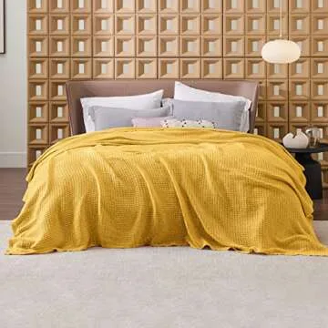 Soft Bedsure Cotton Waffle Blanket - King Size Comfort
