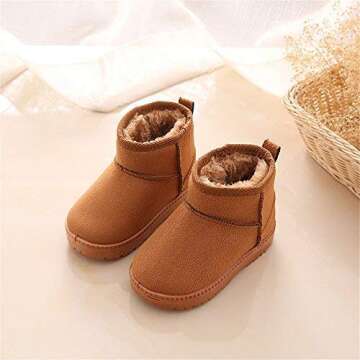 MK MATT KEELY Winter Boots Boys Girls Soft Warm Shoes Toddler Black Snow Boots 10.5 Little Kid Khaki