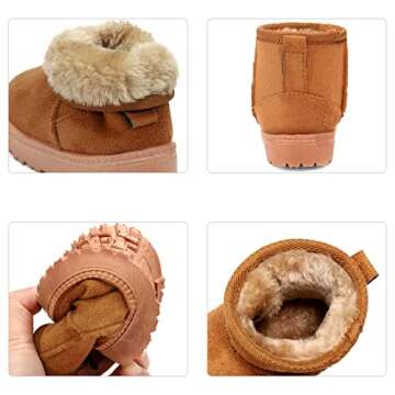 MK MATT KEELY Winter Boots Boys Girls Soft Warm Shoes Toddler Black Snow Boots 10.5 Little Kid Khaki