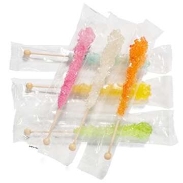 Candy Envy - Easter Rock Candy Sugar Sticks - 10 Indiv. Wrapped - Pastel Colors