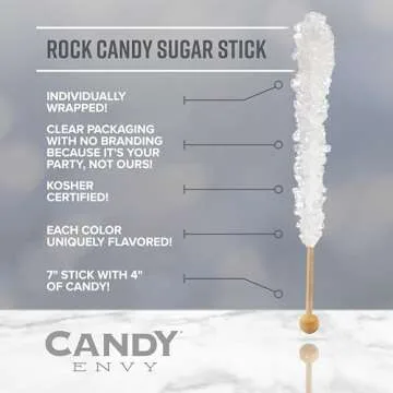 Candy Envy - Easter Rock Candy Sugar Sticks - 10 Indiv. Wrapped - Pastel Colors