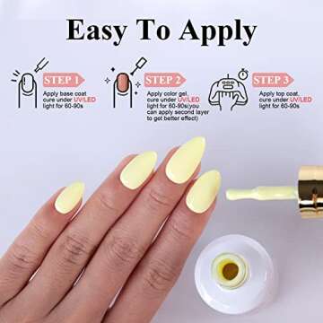 Imtiti Pastel Gel Nail Polish, 1 Pcs 0.5 Fl Oz Creme Light Yellow Gel Polish Soak Off LED UV Nail Gel Polish Neutral Spring Summer Easter Gel Nail Polish DIY Nail Art Starter Manicure Salon Gel Nail