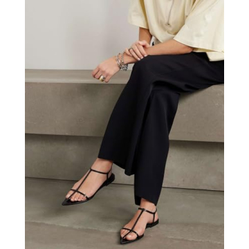 Molozoey Black Flat Sandals for Women with Metal Buckle Ankle Strappy Ladies Fashion Slide Sandals Comfortable Summer Open Toe Women Sandals Dressy.