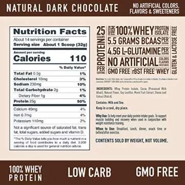 Isopure Low Carb 100% Pure Whey Isolate Protein Powder, Lactose Free, Gluten Free, With Vitamins, Dark Chocolate, 25g Protein Per Serving, 1 Lb, 14 Servings