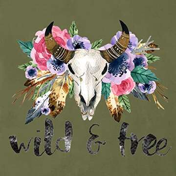 Women Wild Free T-Shirt Floral Cow Print Casual Tee