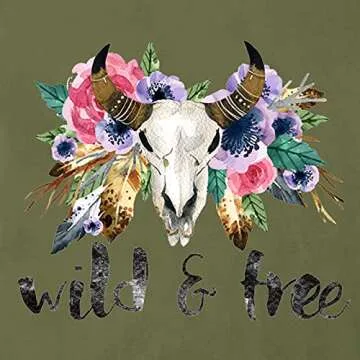 Women Wild Free T-Shirt Floral Cow Print Casual Tee
