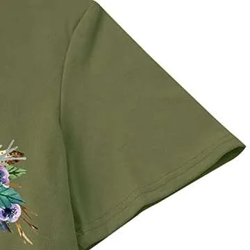 Women Wild Free T-Shirt Floral Cow Print Casual Tee