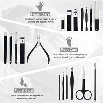 Manicure Set Professional Nail Clippers Kit Pedicure Care Tools- Stainless Steel Women Grooming Kit 18Pcs for Travel or Home (Pink)