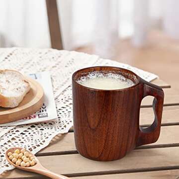 Handmade Wooden Mugs for Men Women 12 oz Unique Coffee Man Mug Gift Small Vintage Wood Tea Cup Rusti...