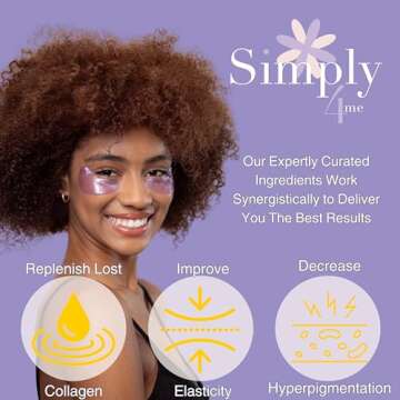 Simply4Me Under Eye Masks (20 Pairs) Collagen & Hyaluronic Acid - Reduce Wrinkles, Dark Circles, Puf...