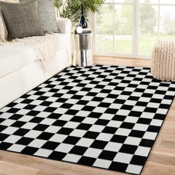 LUXE WEAVERS Checkered Black and White 5x7 Area Rug