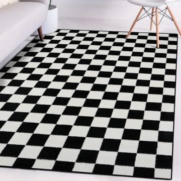 LUXE WEAVERS Checkered Black and White 5x7 Area Rug