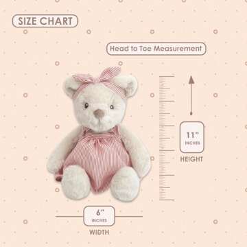 MON AMI Ellie The Bear Stuffed Animal – 11’’, Sundressed Teddy Bear Plush for Baby Shower, Cute Plushies for Kids of All Ages