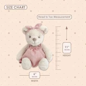 MON AMI Ellie The Bear Stuffed Animal – 11’’, Sundressed Teddy Bear Plush for Baby Shower, Cute Plushies for Kids of All Ages