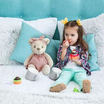 MON AMI Ellie The Bear Stuffed Animal – 11’’, Sundressed Teddy Bear Plush for Baby Shower, Cute Plushies for Kids of All Ages