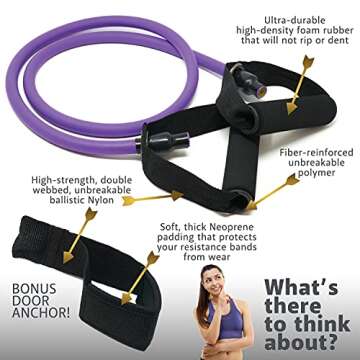 TRIBE Single Resistance Bands Set, Exercise Bands, Workout Bands with Fitness Band, Handles, Door An...