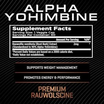 Alpha Yohimbine – Yohimbe Bark Fat Burner, Weight Loss Pills That Work Fast - 3rd Party Tested for Purity and Potency, 60 capsules by RAW Synergies