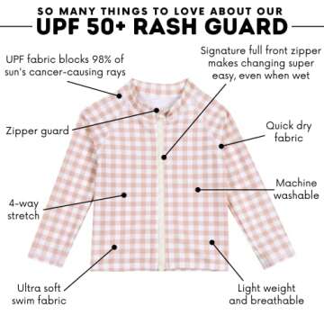 SwimZip UPF 50+ Long Sleeve Rash Guard – Kids and Toddlers, Excellent Sun Protection