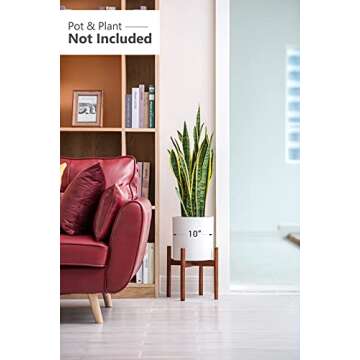 Mkono Plant Stand Mid Century Wood Flower Pot Holder (Plant Pot NOT Included) Modern Potted Stand In...