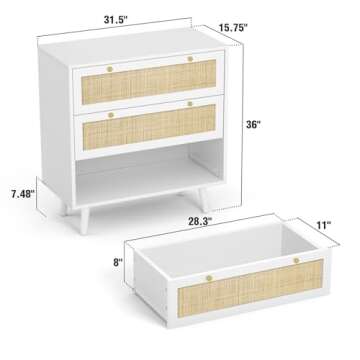 Anmytek White Dresser for Bedroom with 3 Drawers, Modern Wood 3 Drawer Dresser, White Chest of Drawe...