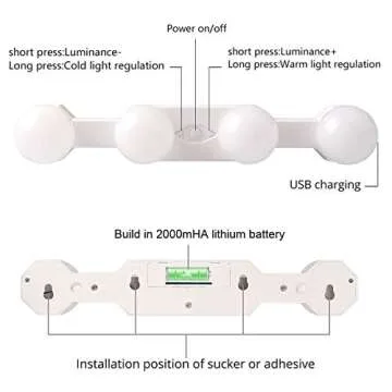 Portable LED Makeup Lights, 2000mha Rechargeable Vanity Mirror Lights kit with 4 Hollywood Styles Bulb for Bathroom Dressing Room Vanity Table