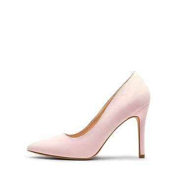 DREAM PAIRS Women's Closed Toe High Heels Dress Pointed Toe Wedding Pump Shoes,Size 11,Pink/Suede,Ch...